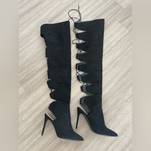 ShoeDazzle - Lace Up Thigh High Boots